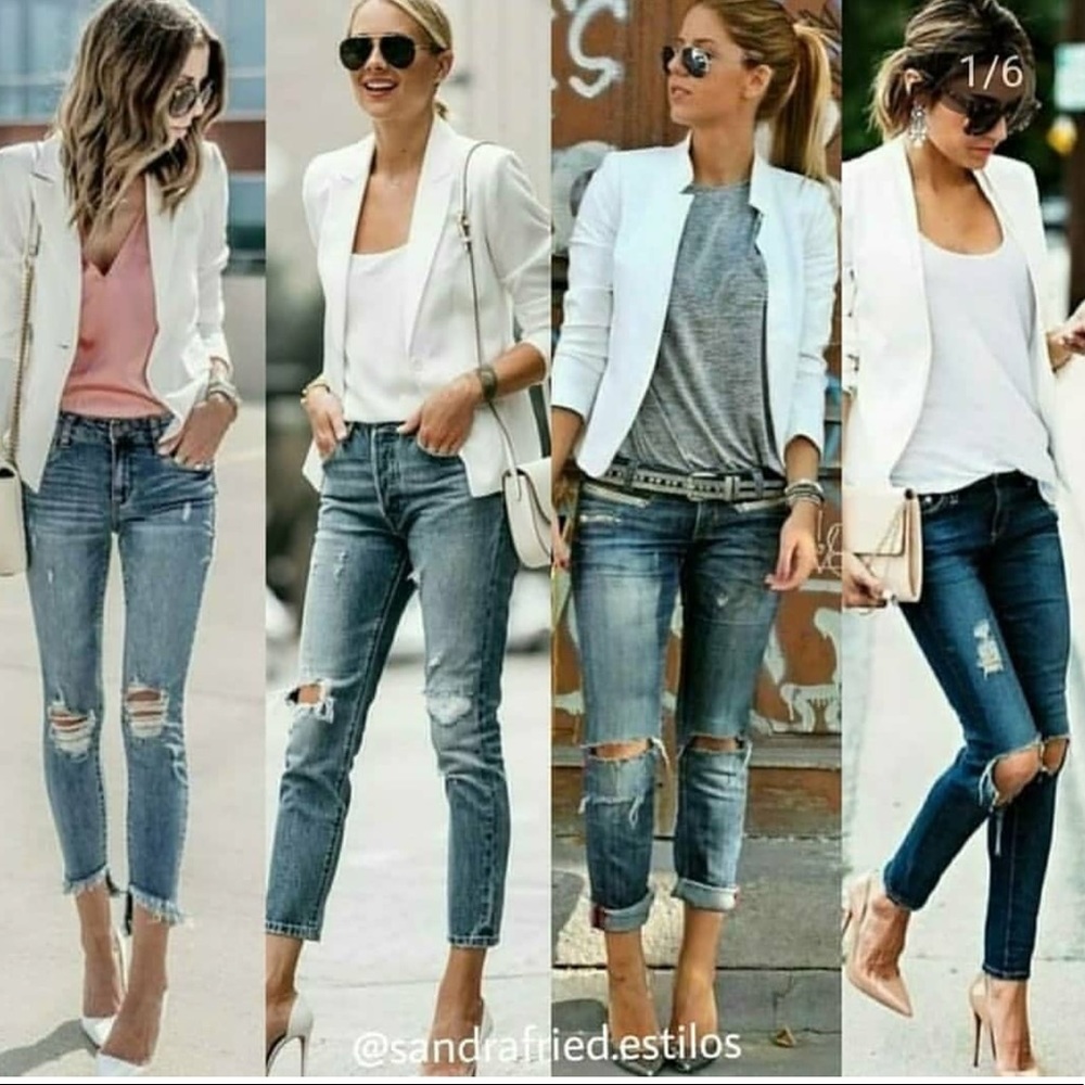 Cropped White Blazer (mock collar)